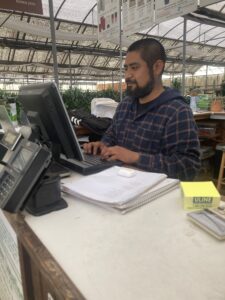 Sales rep on computer